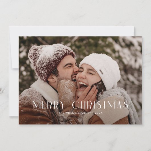 Modern Merry Christmas Trendy één fotofamilie Feestdagenkaart (Voorkant)