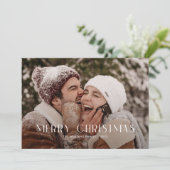 Modern Merry Christmas Trendy één fotofamilie Feestdagenkaart (Staand voorkant)