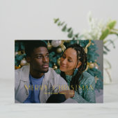 Modern Merry Christmas Trendy één fotofamilie Folie Feestdagenkaart (Staand Voorkant)