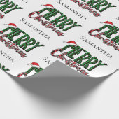Modern Merry Christmas Typography Custom Name  Cadeaupapier (Hoek)