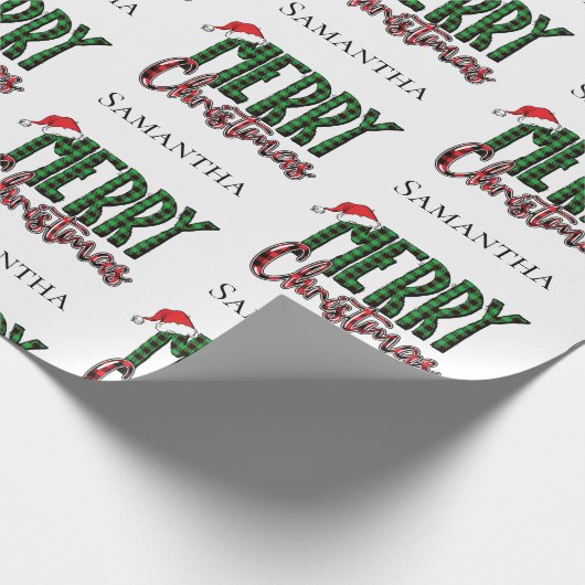 Modern Merry Christmas Typography Custom Name  Cadeaupapier (Hoek)