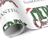 Modern Merry Christmas Typography Custom Name  Cadeaupapier (Rol Hoek)