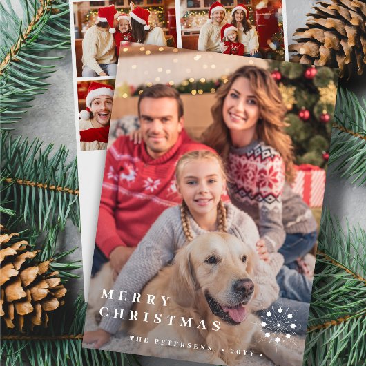 Modern Merry Christmas vijf foto's minimalistisch Feestdagenkaart