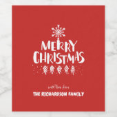 Modern Merry Christmas White Script gepersonalisee Wijn Etiket (Enkel label)