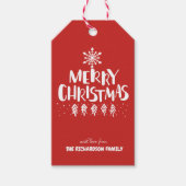 Modern Merry Christmas White Script Holly Jolly Cadeaulabel (Voorkant)