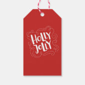 Modern Merry Christmas White Script Holly Jolly Cadeaulabel (Achterkant)