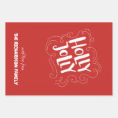 Modern Merry Christmas White Script Holly Jolly Inpakpapier Vel (Voorkant 2)