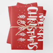 Modern Merry Christmas White Script Holly Jolly Inpakpapier Vel (In situ)