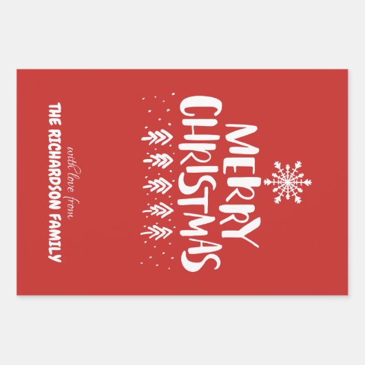 Modern Merry Christmas White Script Holly Jolly Inpakpapier Vel (Voorkant)
