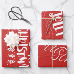 Modern Merry Christmas White Script Holly Jolly Inpakpapier Vel<br><div class="desc">3 verschillende stijlen van het vakantieseizoen aanpasbaar cadeaupapier voor uw personalisatie.</div>