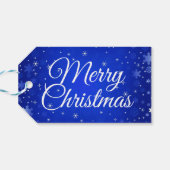 Modern Merry Christmas White Sneeuwvlokken Gift Cadeaulabel (Achterkant Horizontaal)