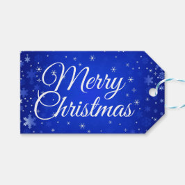 Modern Merry Christmas White Sneeuwvlokken Gift Cadeaulabel