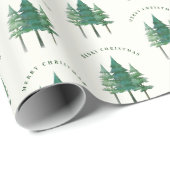 Modern Merry Classic Waterverf kerstboom Cadeaupapier (Rol Hoek)