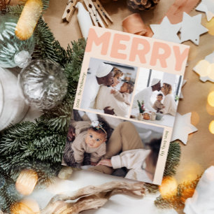 Modern Merry Coral Jaar in de Review Verticaal 3 F Feestdagenkaart