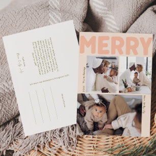 Modern Merry Coral Jaar in de Review Verticaal 3 F Feestdagenkaart