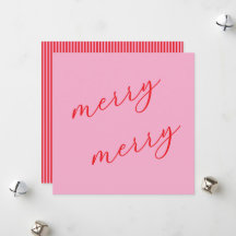 Modern Merry Elegant Script Feestelijk Roze & Rood