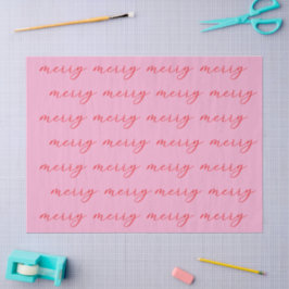Modern Merry Elegant Script Feestelijk Roze & Rood Tissuepapier
