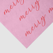 Modern Merry Elegant Script Feestelijk Roze & Rood Tissuepapier (Detail)