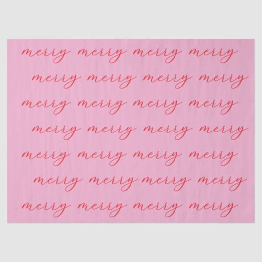 Modern Merry Elegant Script Feestelijk Roze & Rood Tissuepapier (Voorkant)