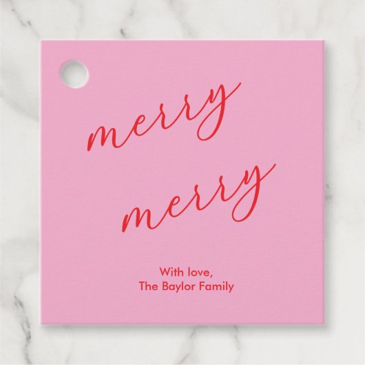 Modern Merry Elegant Script Feestelijke Gift Label (Voorkant)