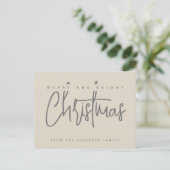 Modern Merry en Bright Christmas eenvoudig script Briefkaart (Staand voorkant)