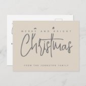 Modern Merry en Bright Christmas eenvoudig script Briefkaart (Voorkant / Achterkant)