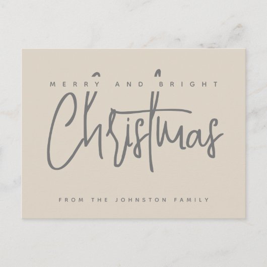 Modern Merry en Bright Christmas eenvoudig script Briefkaart (Voorkant)