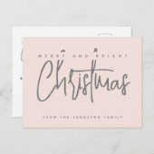 Modern Merry en Bright Christmas eenvoudig script Briefkaart (Voorkant / Achterkant)
