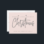 Modern Merry en Bright Christmas eenvoudig script Briefkaart<br><div class="desc">Modern script typografie eenvoudig minimalistisch Merry Christmas briefkaart</div>