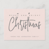 Modern Merry en Bright Christmas eenvoudig script Briefkaart (Voorkant)