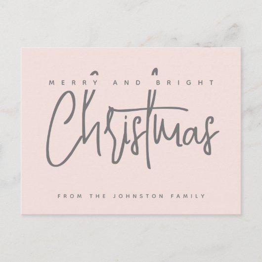 Modern Merry en Bright Christmas eenvoudig script Briefkaart (Voorkant)