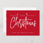 Modern Merry en Bright Christmas eenvoudig script Briefkaart (Voorkant / Achterkant)
