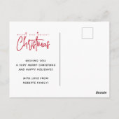 Modern Merry en Bright Christmas eenvoudig script Briefkaart (Achterkant)