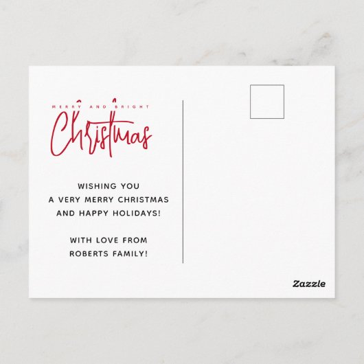 Modern Merry en Bright Christmas eenvoudig script Briefkaart (Achterkant)