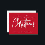 Modern Merry en Bright Christmas eenvoudig script Briefkaart<br><div class="desc">Modern script typografie eenvoudig minimalistisch Merry Christmas briefkaart</div>