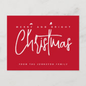 Modern Merry en Bright Christmas eenvoudig script Briefkaart (Voorkant)