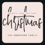 Modern Merry en Bright Christmas eenvoudig script Vierkante Sticker<br><div class="desc">Modern Merry en Bright Christmas eenvoudig script</div>