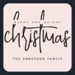 Modern Merry en Bright Christmas eenvoudig script Vierkante Sticker<br><div class="desc">Modern Merry en Bright Christmas eenvoudig script</div>