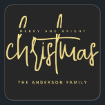 Modern Merry en Bright Christmas eenvoudig script Vierkante Sticker<br><div class="desc">Modern Merry en Bright Christmas eenvoudig script</div>