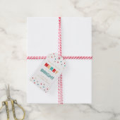 Modern Merry en Bright Confetti Stippen Kerstmis Cadeaulabel (Met Touw)