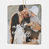 Modern Merry en Bright Minimalistisch Eenvoudig Keramisch Ornament (Links)