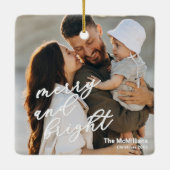 Modern Merry en Bright Minimalistisch Eenvoudig Keramisch Ornament (Achterkant)