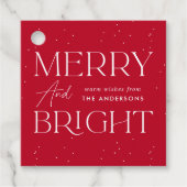 Modern Merry en Bright Red Holiday Bedankjes Labels (Voorkant)