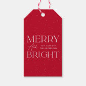 Modern Merry en Bright Red Holiday Cadeaulabel (Voorkant)