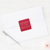 Modern Merry en Bright Red Holiday Vierkante Sticker (Envelop)