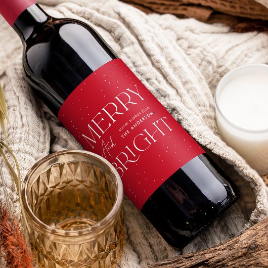 Modern Merry en Bright Red Holiday Wijn Etiket