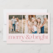 Modern Merry en Bright Red Minimal Feestdagenkaart (Voorkant)