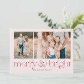 Modern Merry en Bright Red Minimal Feestdagenkaart (Staand voorkant)