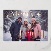 Modern Merry En Helder Minimaal 1 Foto Kleurig Folie Feestdagenkaart (Voorkant)