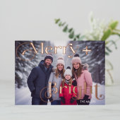 Modern Merry En Helder Minimaal 1 Foto Kleurig Folie Feestdagenkaart (Staand Voorkant)